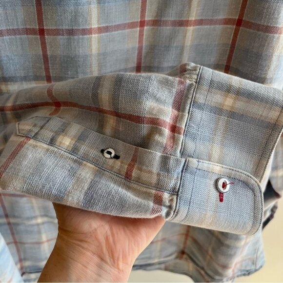 Flag & Anthem Reston Vintage Wash Button  Down Long Sleeve Plaid Shirt - Picture 12 of 15